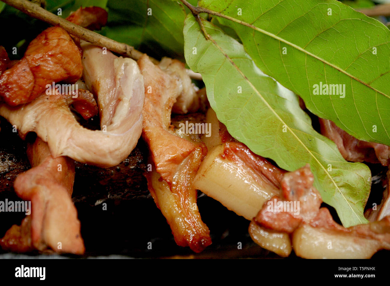 traditional bbq pork se'i from Kupang, Indonesia has distinctive taste from kosambi (Schleichera oleosa) leaves Stock Photo