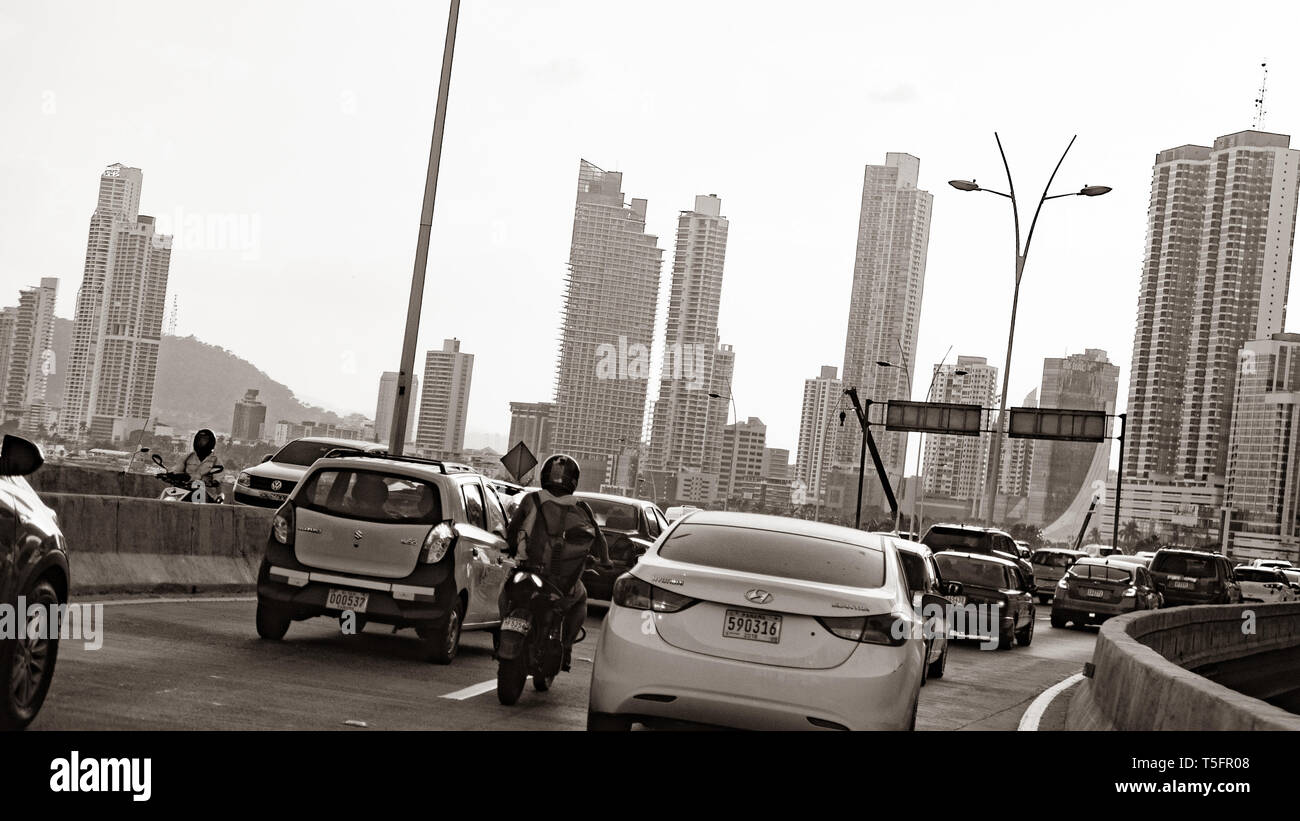Images of Panama City, Panama taken while driving the Corredor Sur Stock Photo