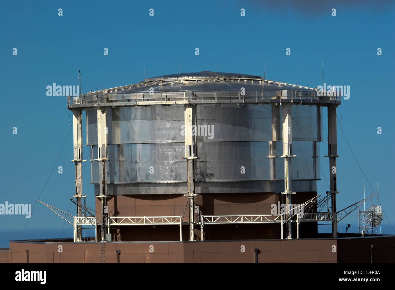 The 3.67 m Advanced Electro Optical System Telescope is a Department of Defense telescope at Haleakala, part of the Maui Space Surveillance Complex. Stock Photo