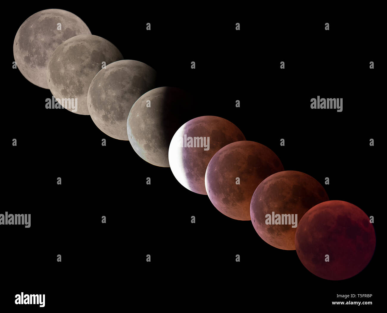 Germany, composite sequence of total lunar eclipse Stock Photo