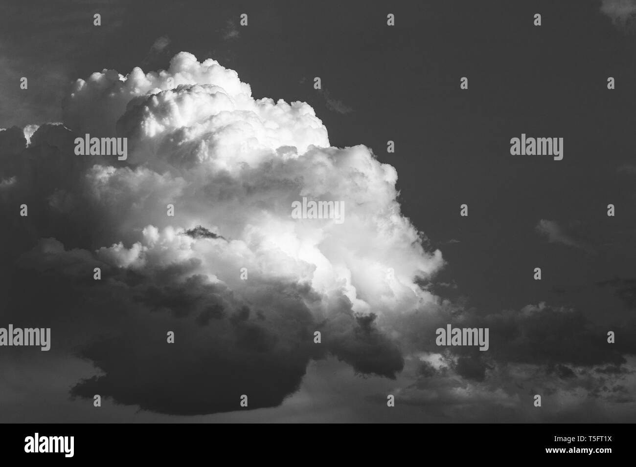 huge Cumulus cloud in the sky black and white photo Stock Photo - Alamy