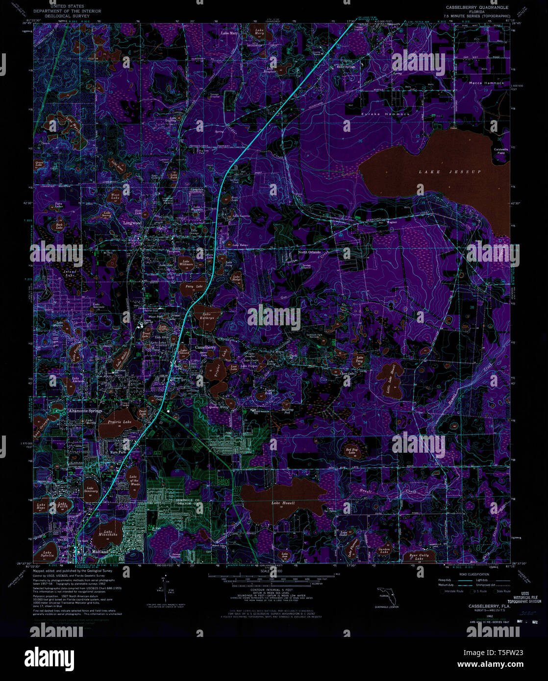 USGS TOPO Map Florida FL Casselberry 345440 1962 24000 Inverted