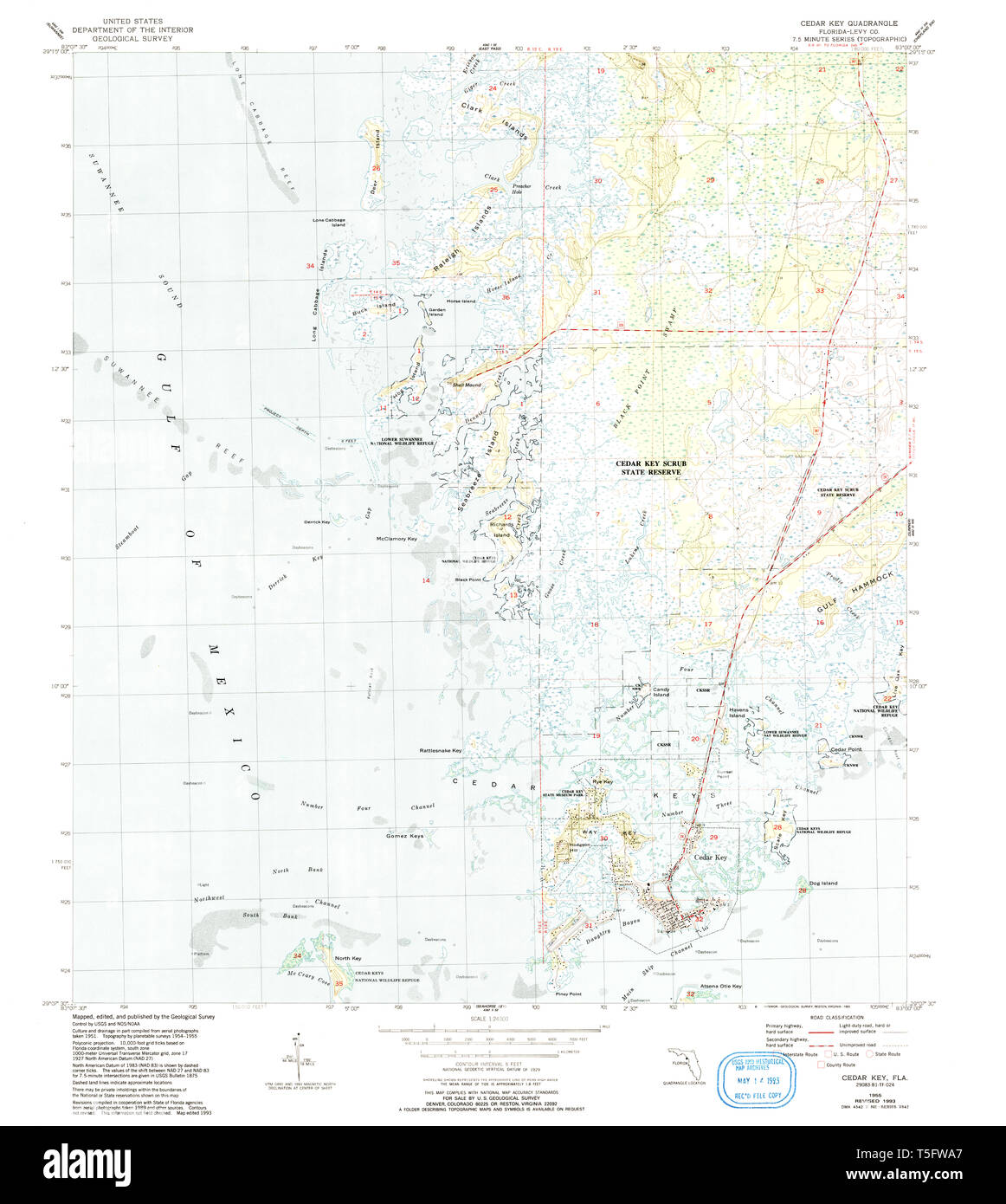 Cedar key florida map hi res stock - Usgs Topo Map Florida Fl Cedar Key 345449 1955 24000 Restoration T5FWA7 