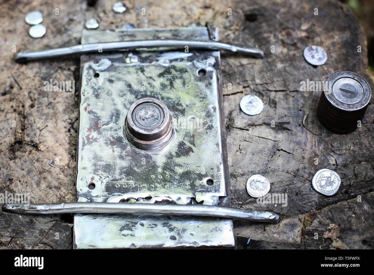 Led Coins Mint antique hammering coinage Stock Photo Alamy
