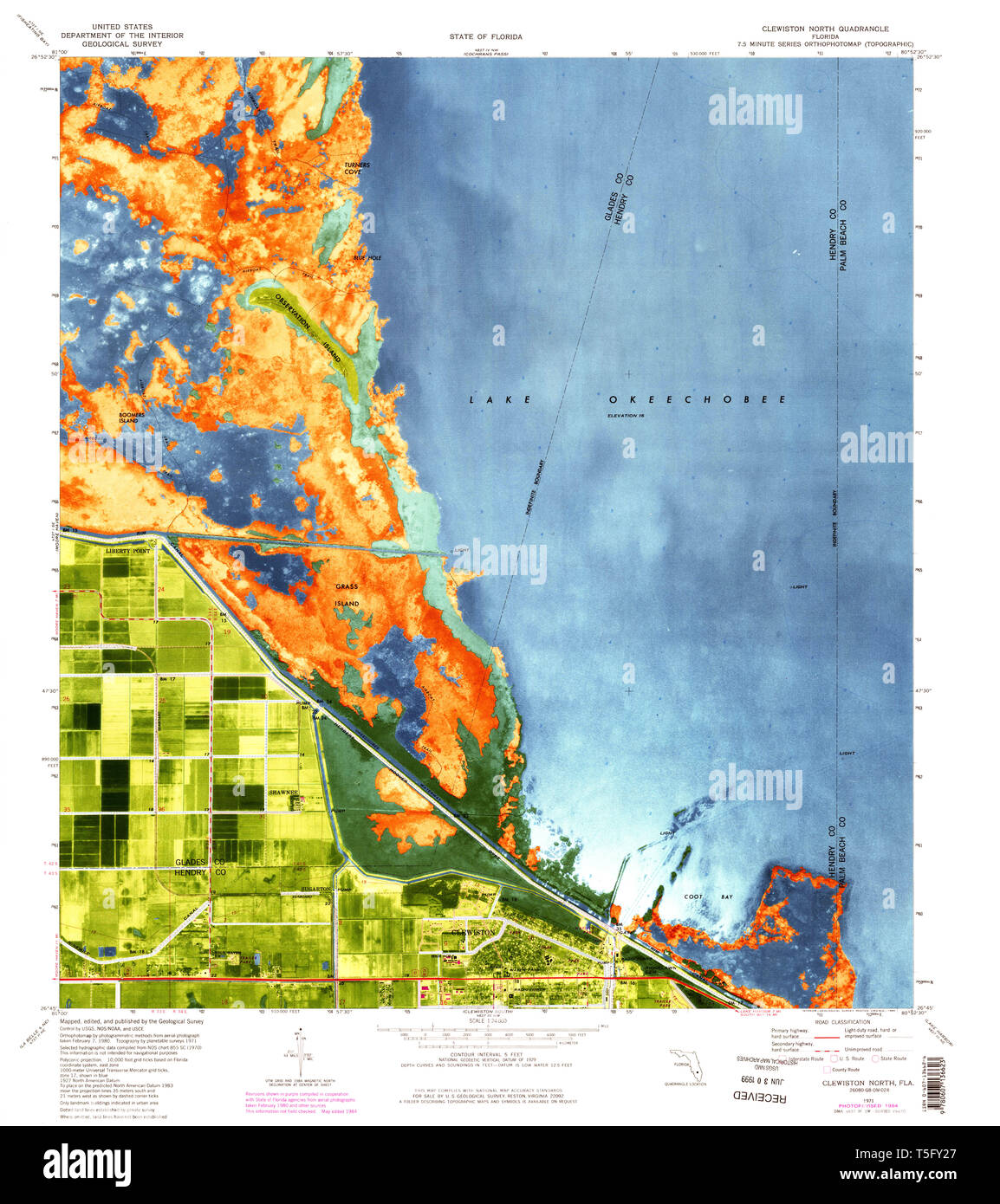 Clewiston florida map Cut Out Stock - Usgs Topo Map Florida Fl Clewiston North 345553 1971 24000 Restoration T5FY27 