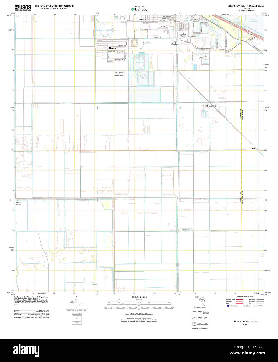 Map of clewiston hi res stock photography - Usgs Topo Map Florida Fl Clewiston South 20120718 Tm Restoration T5FY2C 