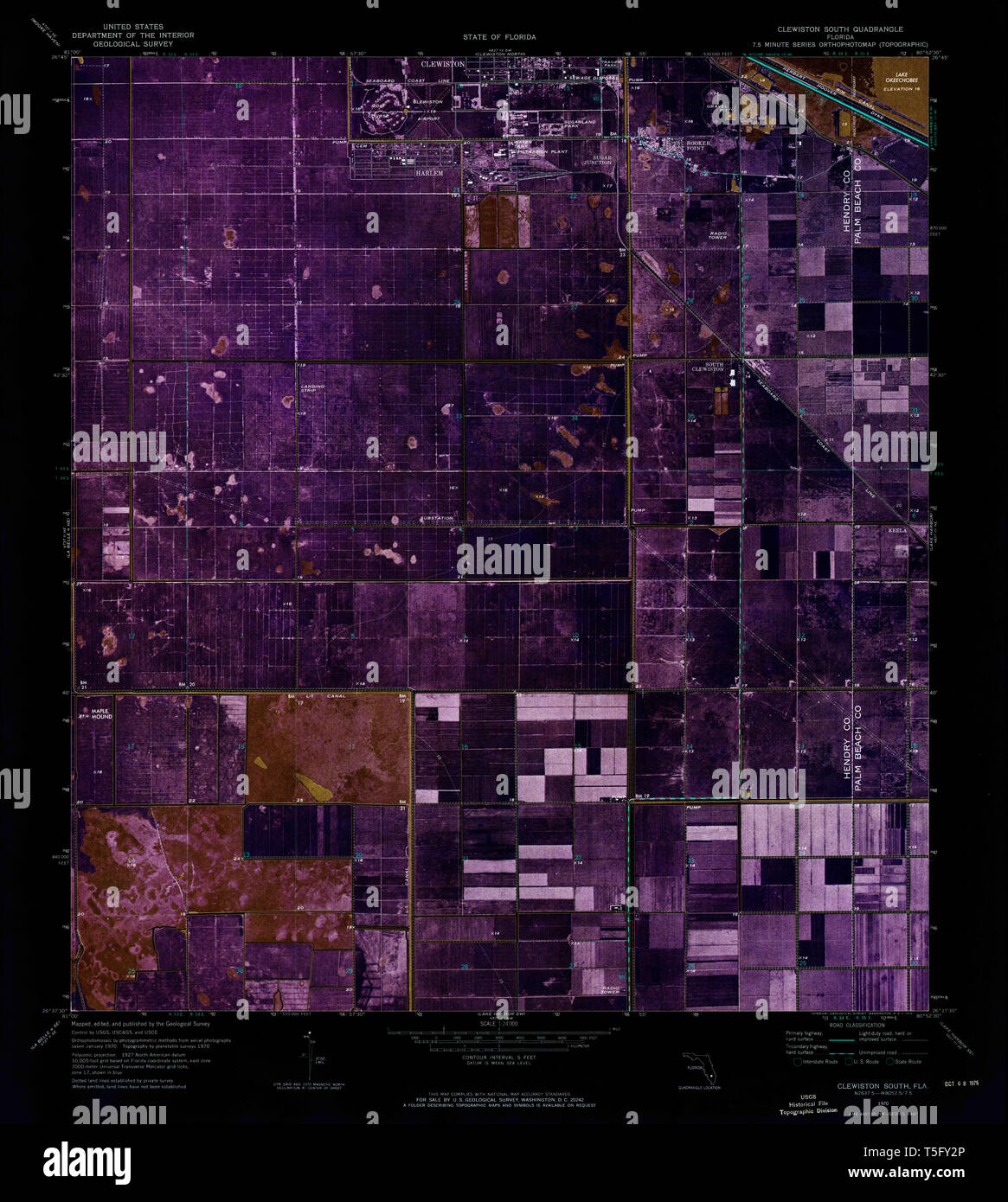 Map of clewiston florida hi res - Usgs Topo Map Florida Fl Clewiston South 345554 1970 24000 Inverted Restoration T5FY2P 