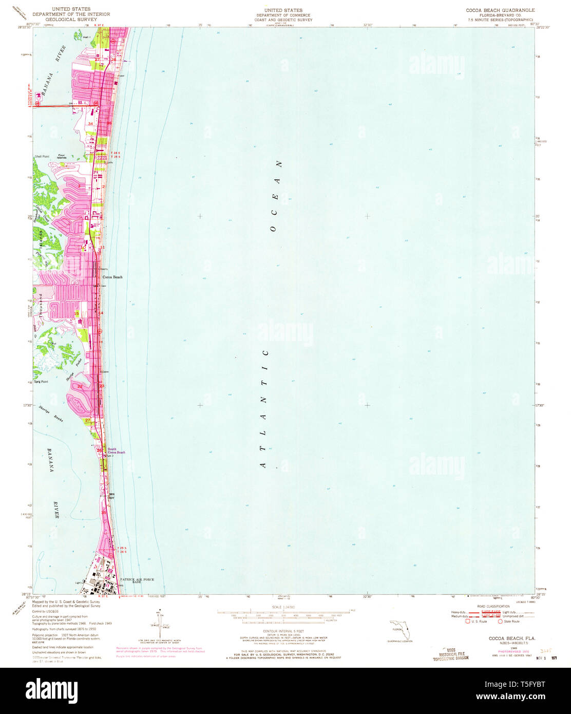 Cocoa beach map hi res stock photography - Usgs Topo Map Florida Fl Cocoa Beach 345579 1949 24000 Restoration T5FYBT 