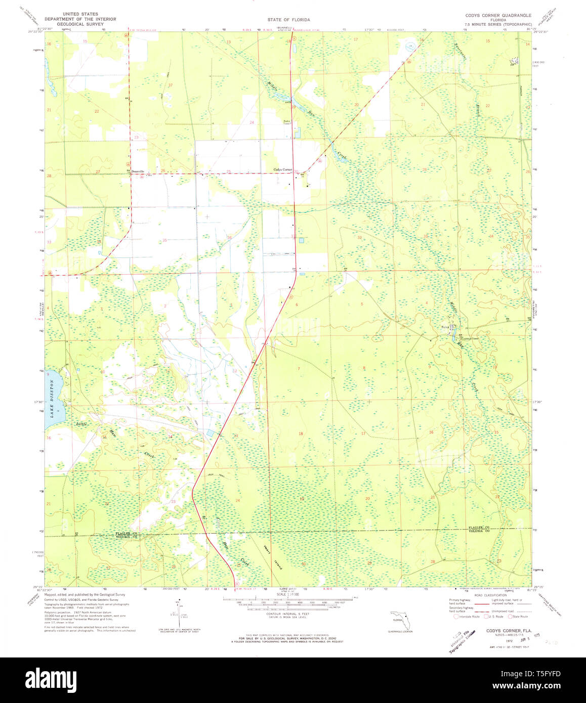 Cody 39 s corner florida Cut Out Stock - Usgs Topo Map Florida Fl Codys Corner 345587 1972 24000 Restoration T5FYFD