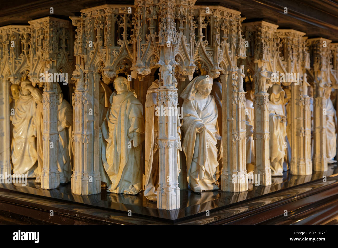 DIJON, FRANCE, May 20, 2018 : The ducal tombs were reinstalled in Museum of Fine Arts during the 2010–2012 renovation of the palace. Stock Photo