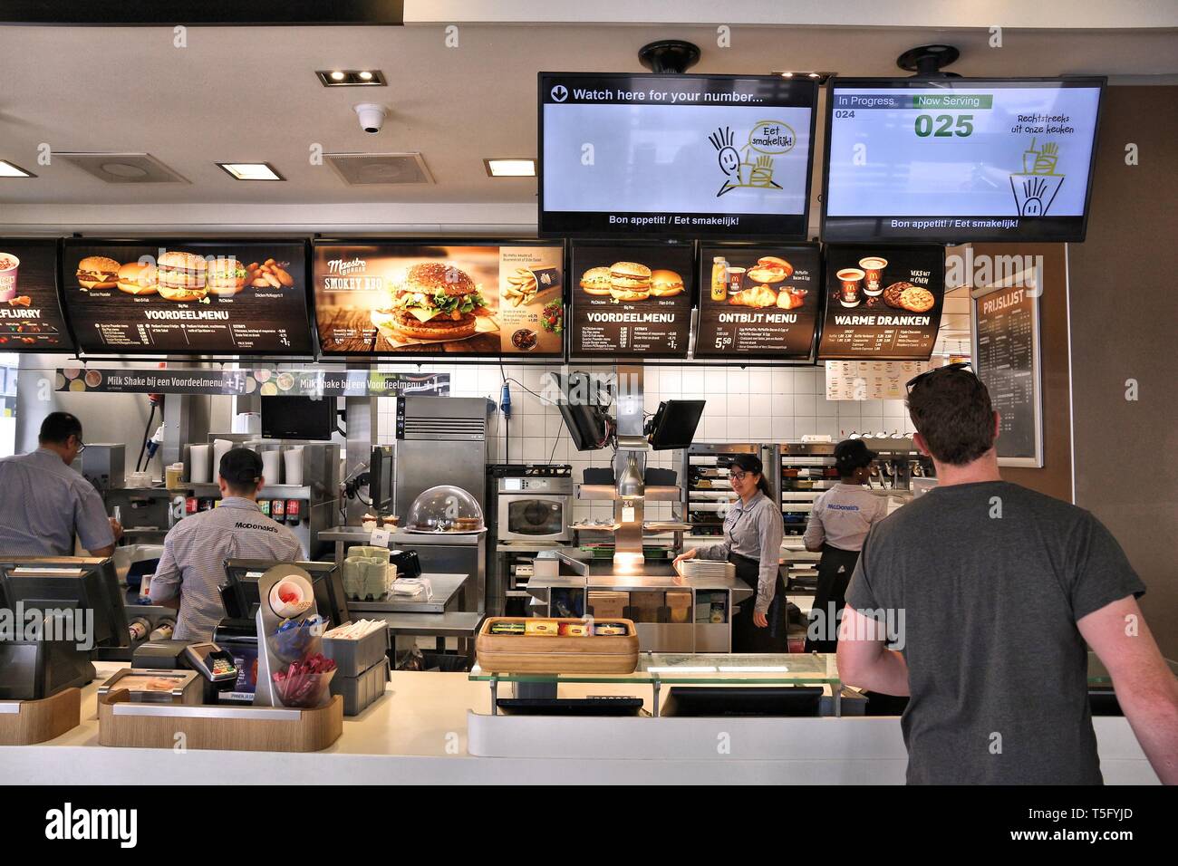AMSTERDAM, NETHERLANDS JULY 8, 2017 Employees work the kitchen of