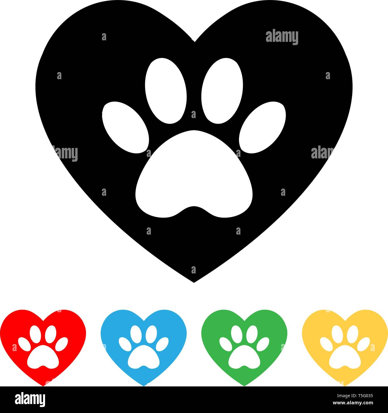 set cat and dog paw print inside heart. The dog's track in the heart Stock  Vector Image & Art - Alamy