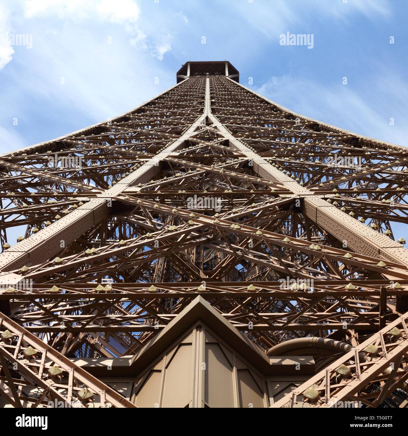 Paris, France - Eiffel Tower top. UNESCO World Heritage Site. Square composition. Stock Photo