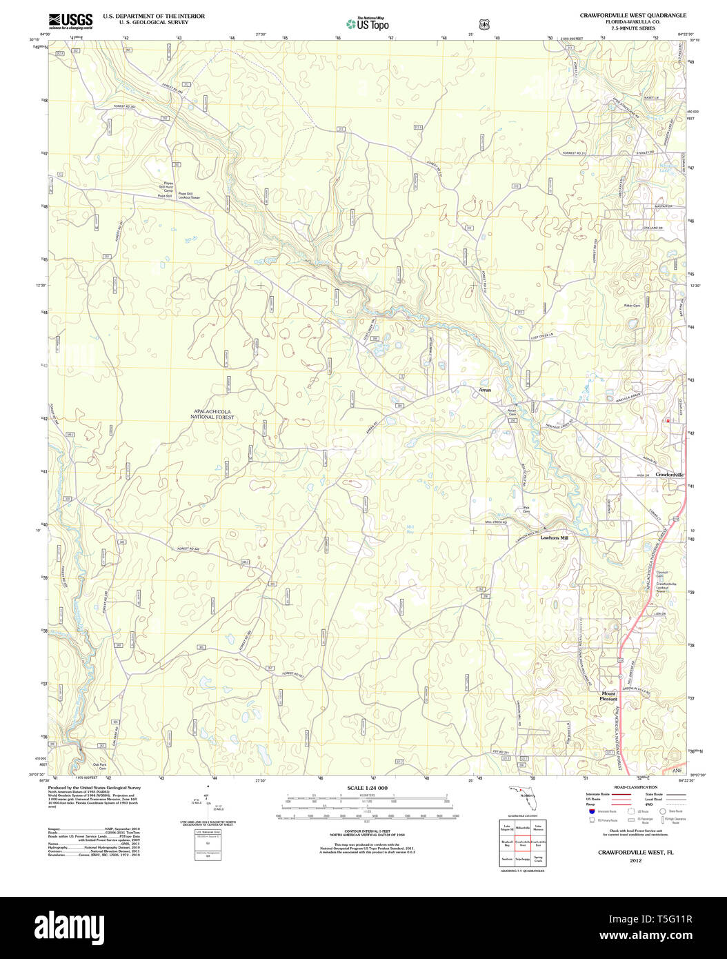 Crawfordville west hi res stock - Usgs Topo Map Florida Fl Crawfordville West 20120801 Tm Restoration T5G11R 