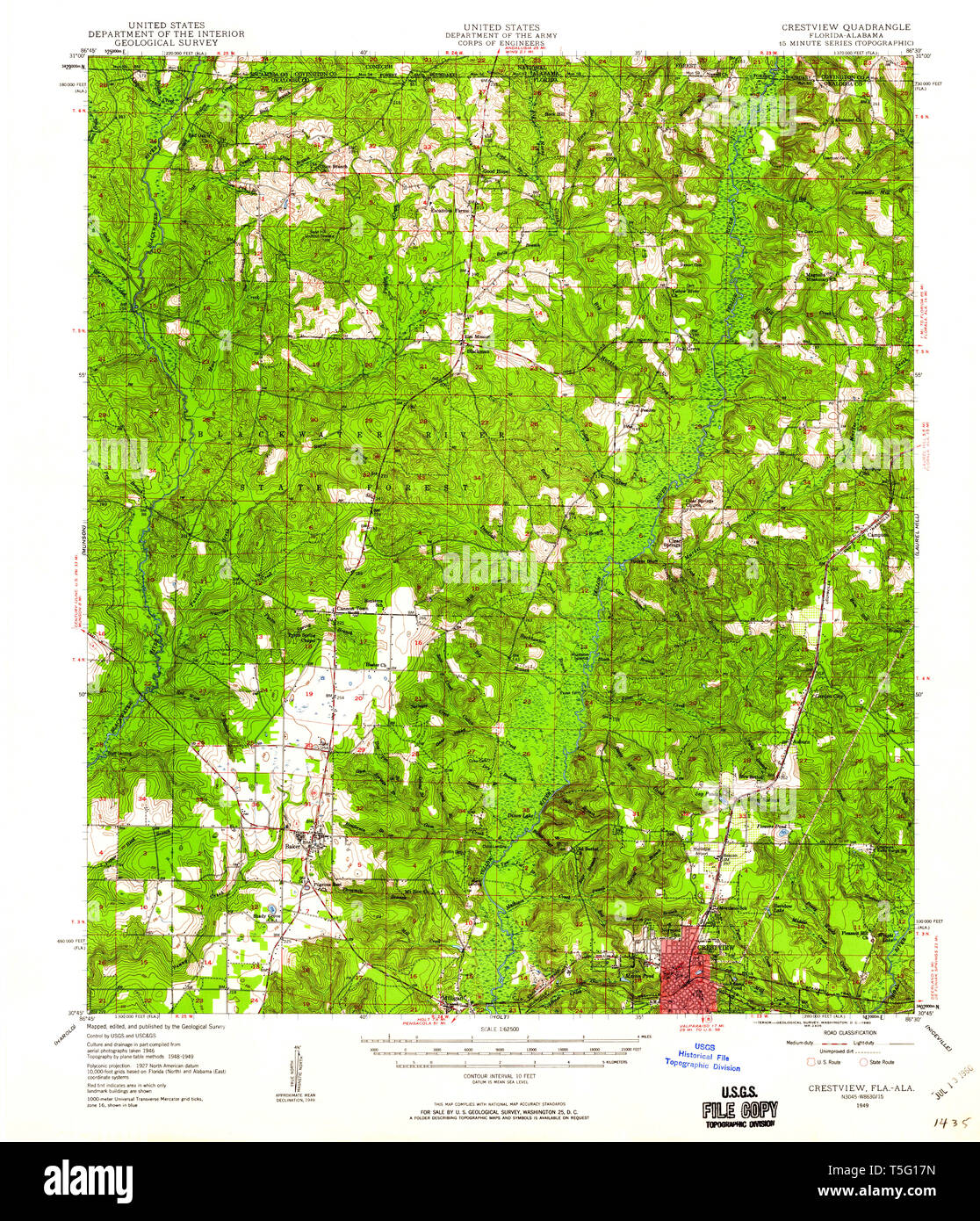 Crestview florida map hi res stock - Usgs Topo Map Florida Fl Crestview 345658 1949 62500 Restoration T5G17N