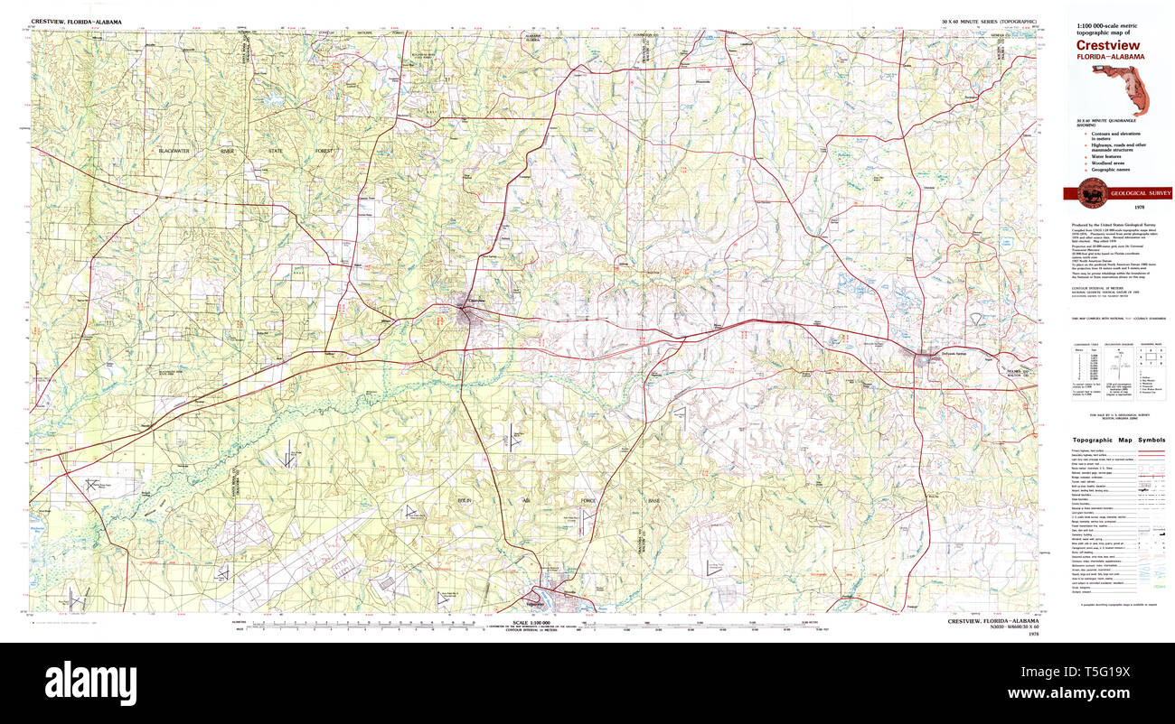 Map of crestview hi res stock photography - Usgs Topo Map Florida Fl Crestview 345663 1978 100000 Restoration T5G19X 