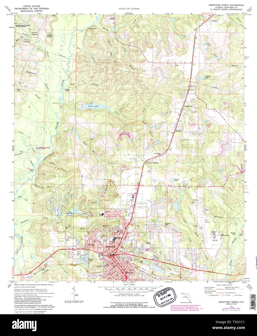 Crestview map hi res stock photography - Usgs Topo Map Florida Fl Crestview North 345665 1973 24000 Restoration T5G1C1