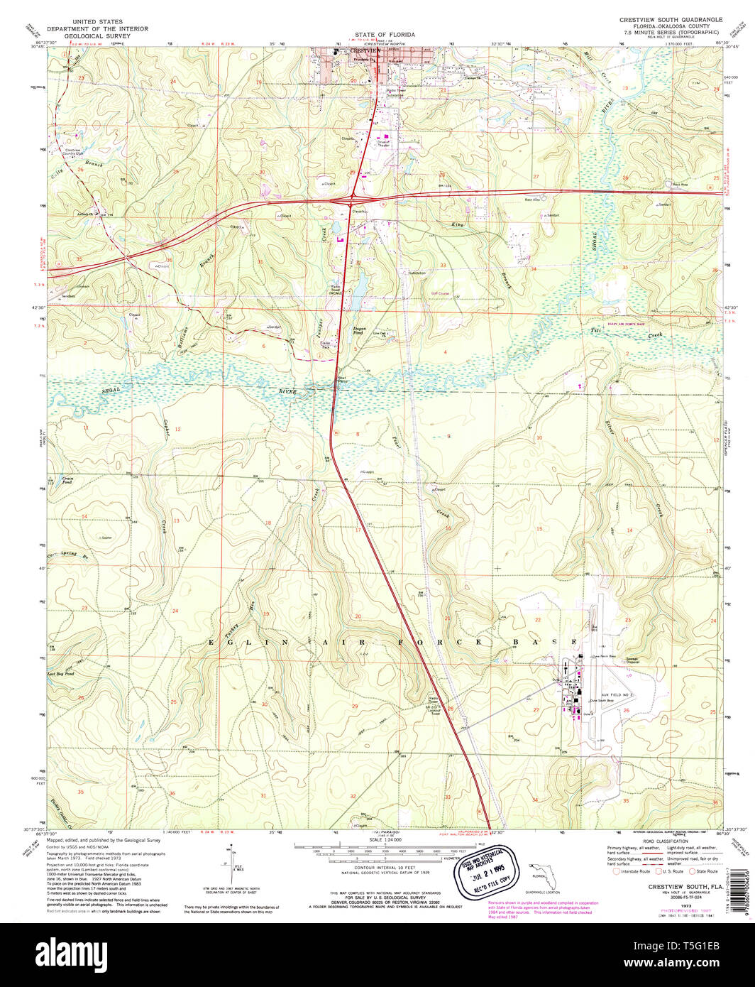 Crestview florida map hi res stock - Usgs Topo Map Florida Fl Crestview South 345669 1973 24000 Restoration T5G1EB