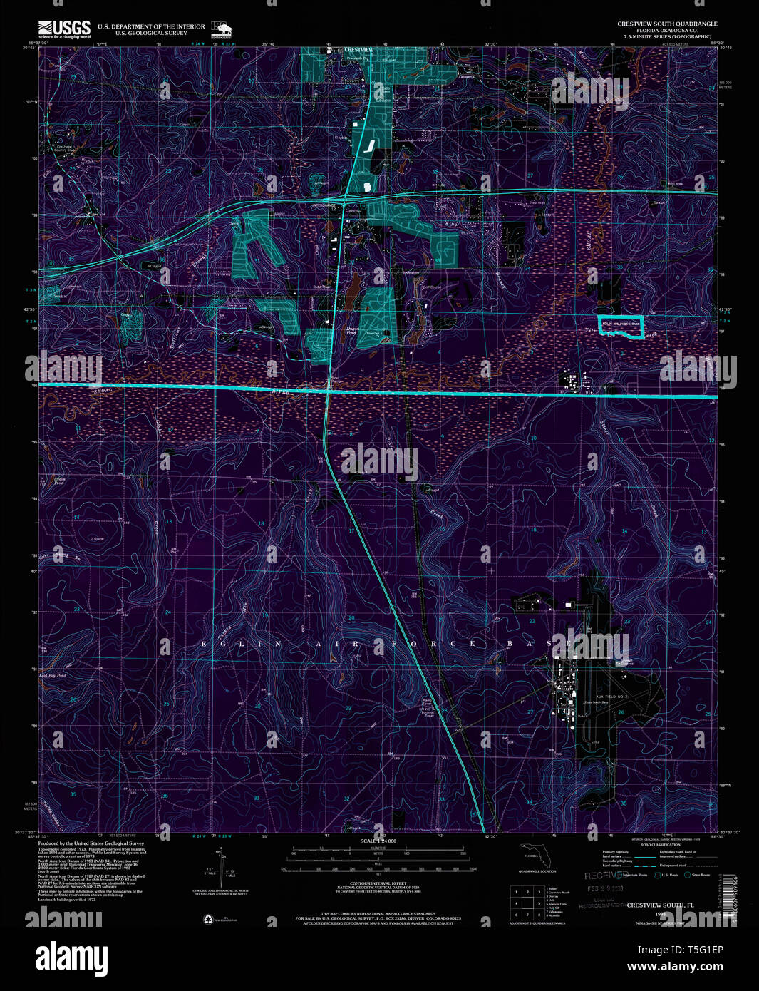 Crestview florida map hi res stock - Usgs Topo Map Florida Fl Crestview South 345670 1994 24000 Inverted Restoration T5G1EP