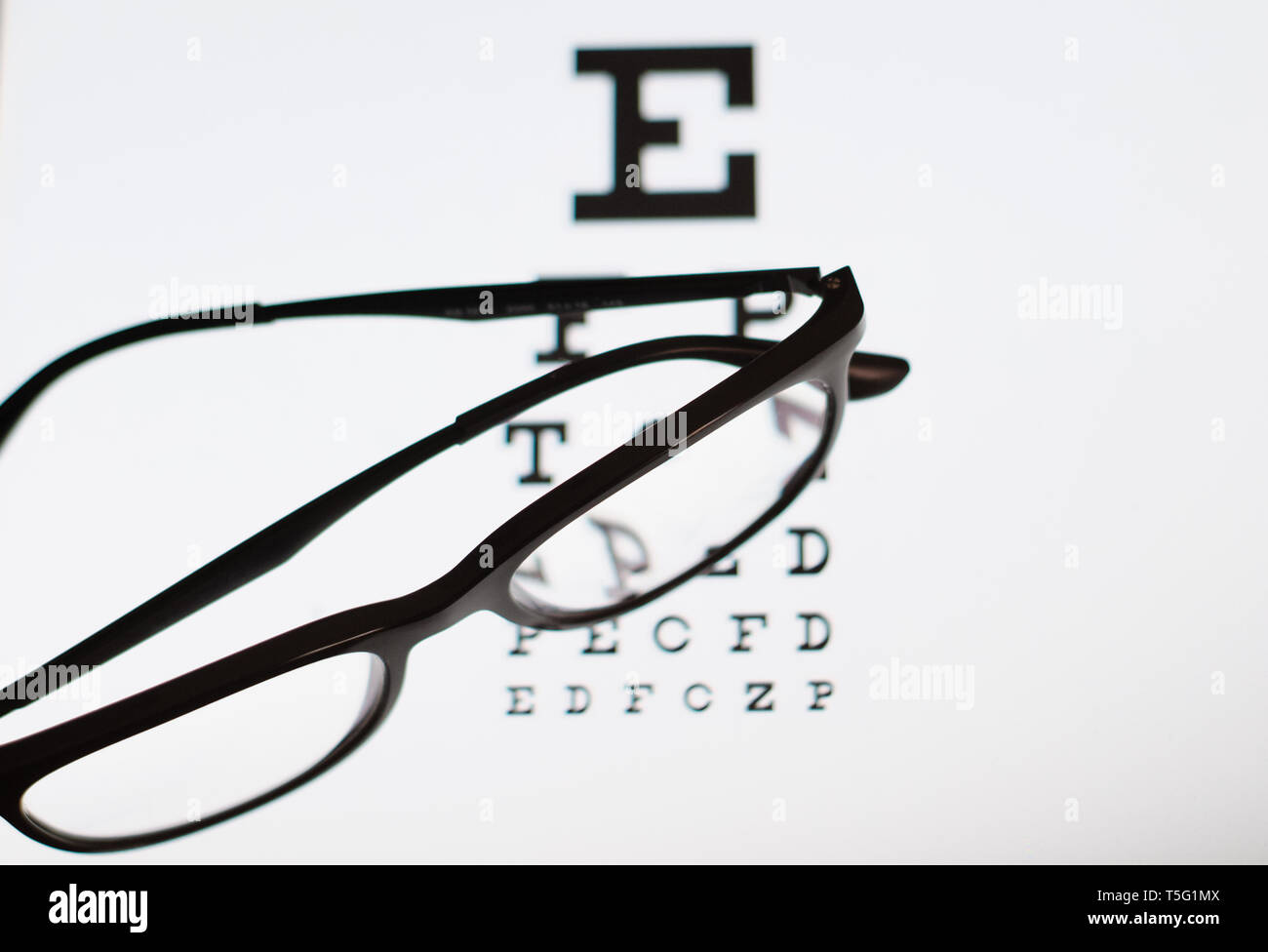 eye chart on tablet and the glass with E Standard Logarithm Eyesight
