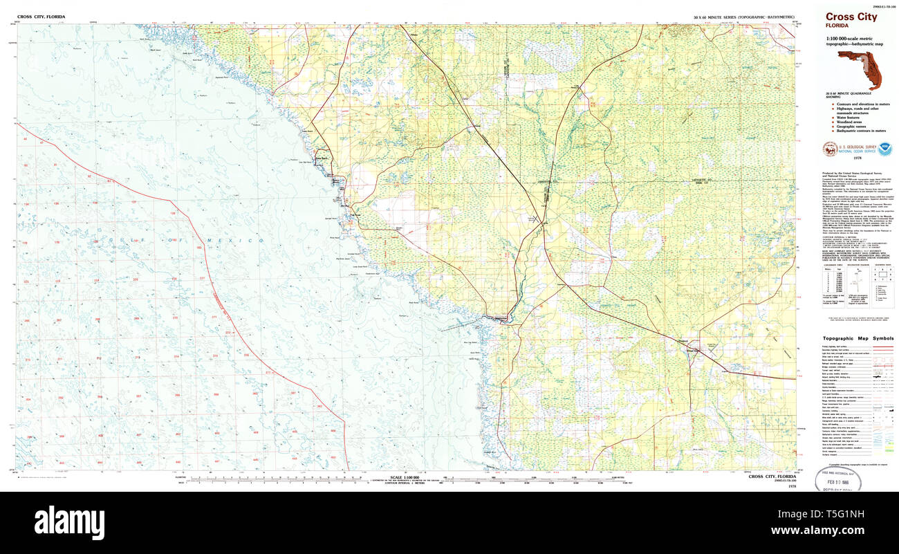 Cross city florida map hi res stock - Usgs Topo Map Florida Fl Cross City 345690 1978 100000 Restoration T5G1NH 