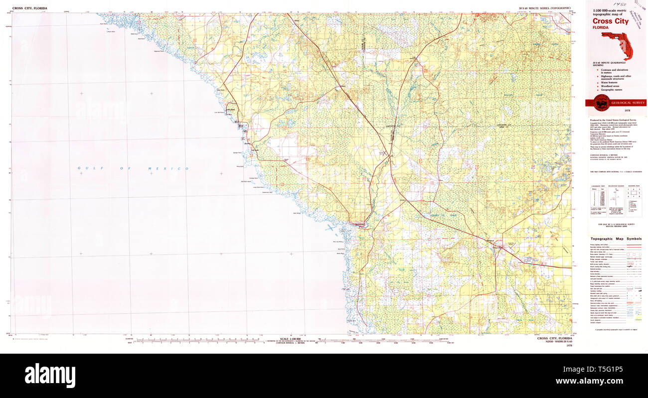 Cross city florida map hi res stock - Usgs Topo Map Florida Fl Cross City 345691 1978 100000 Restoration T5G1P5 