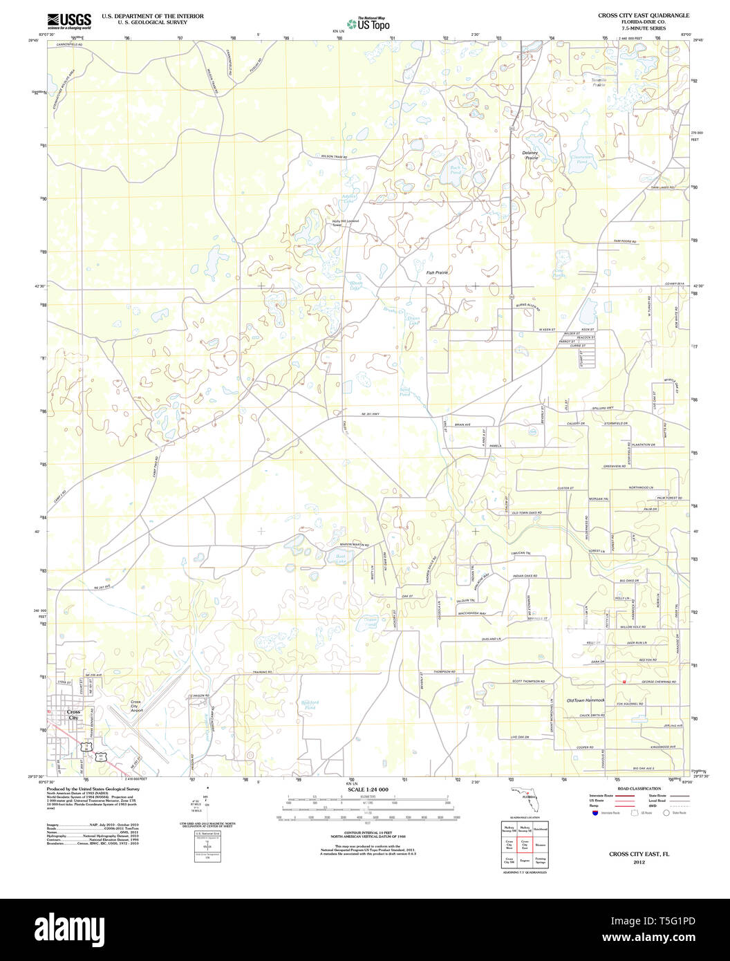 Cross city florida map hi res stock - Usgs Topo Map Florida Fl Cross City East 20120808 Tm Restoration T5G1PD 
