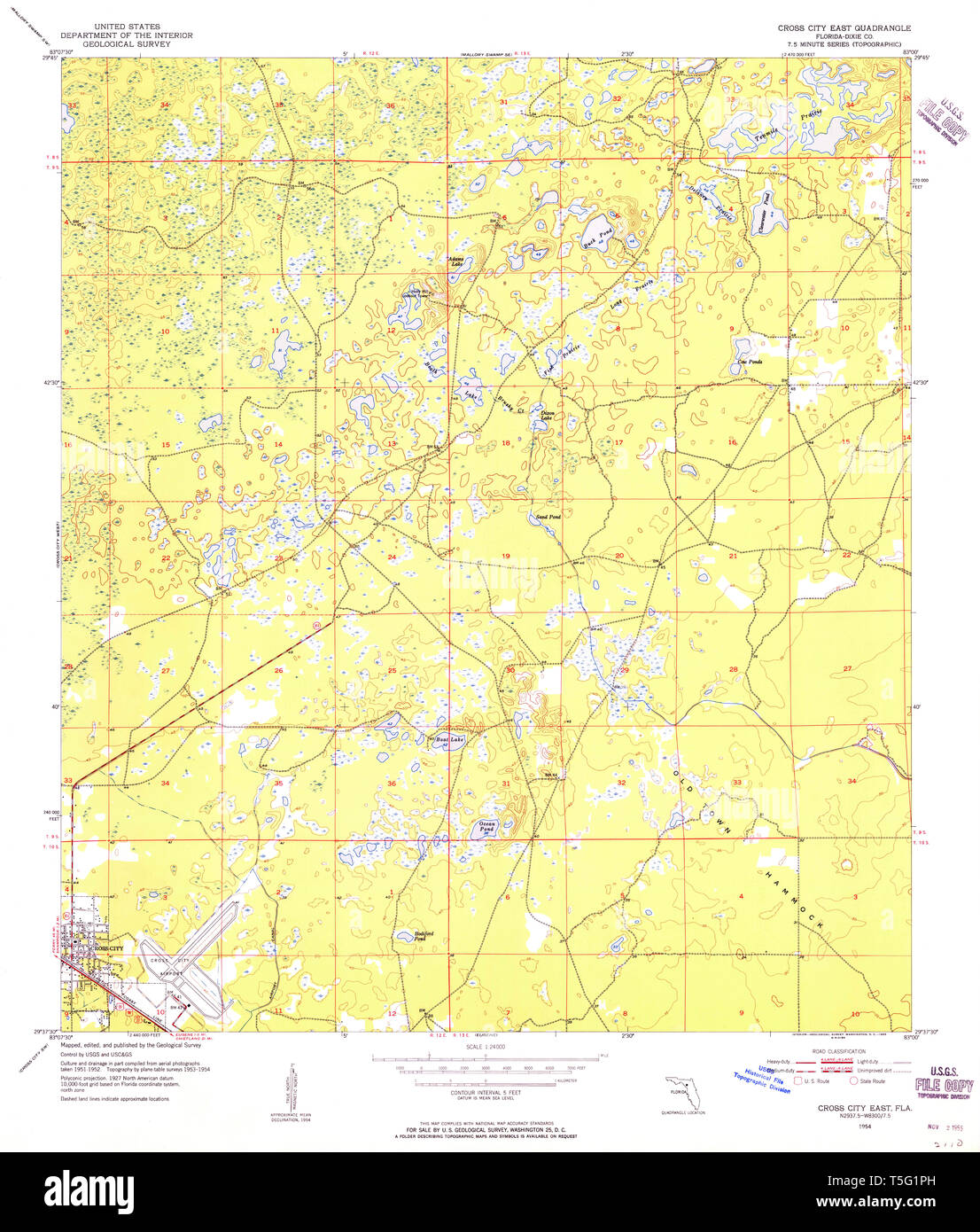 Cross city florida map hi res stock - Usgs Topo Map Florida Fl Cross City East 345693 1954 24000 Restoration T5G1PH 