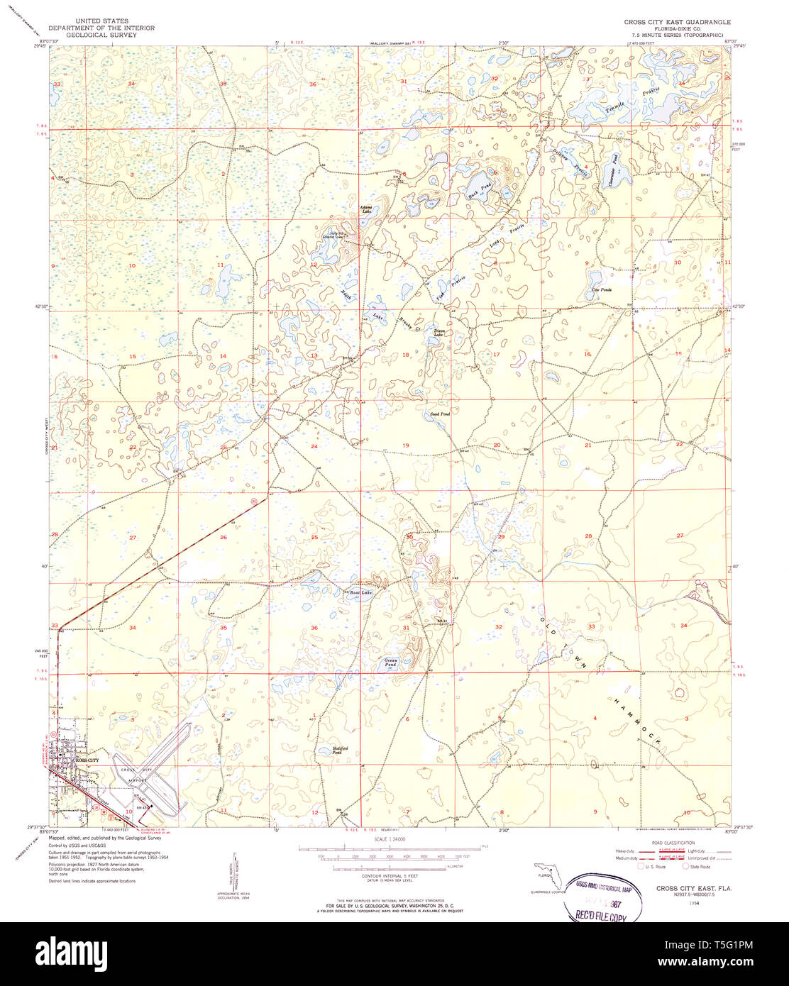 Cross city florida map hi res stock - Usgs Topo Map Florida Fl Cross City East 345694 1954 24000 Restoration T5G1PM 