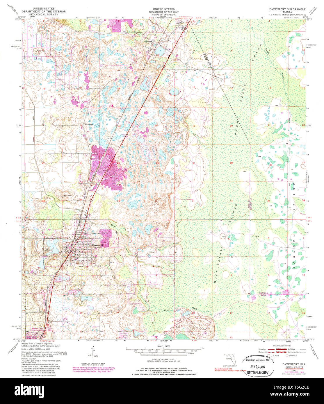 Usgs Topo Map Florida Fl Davenport 345732 1953 24000 Restoration T5G2CB 