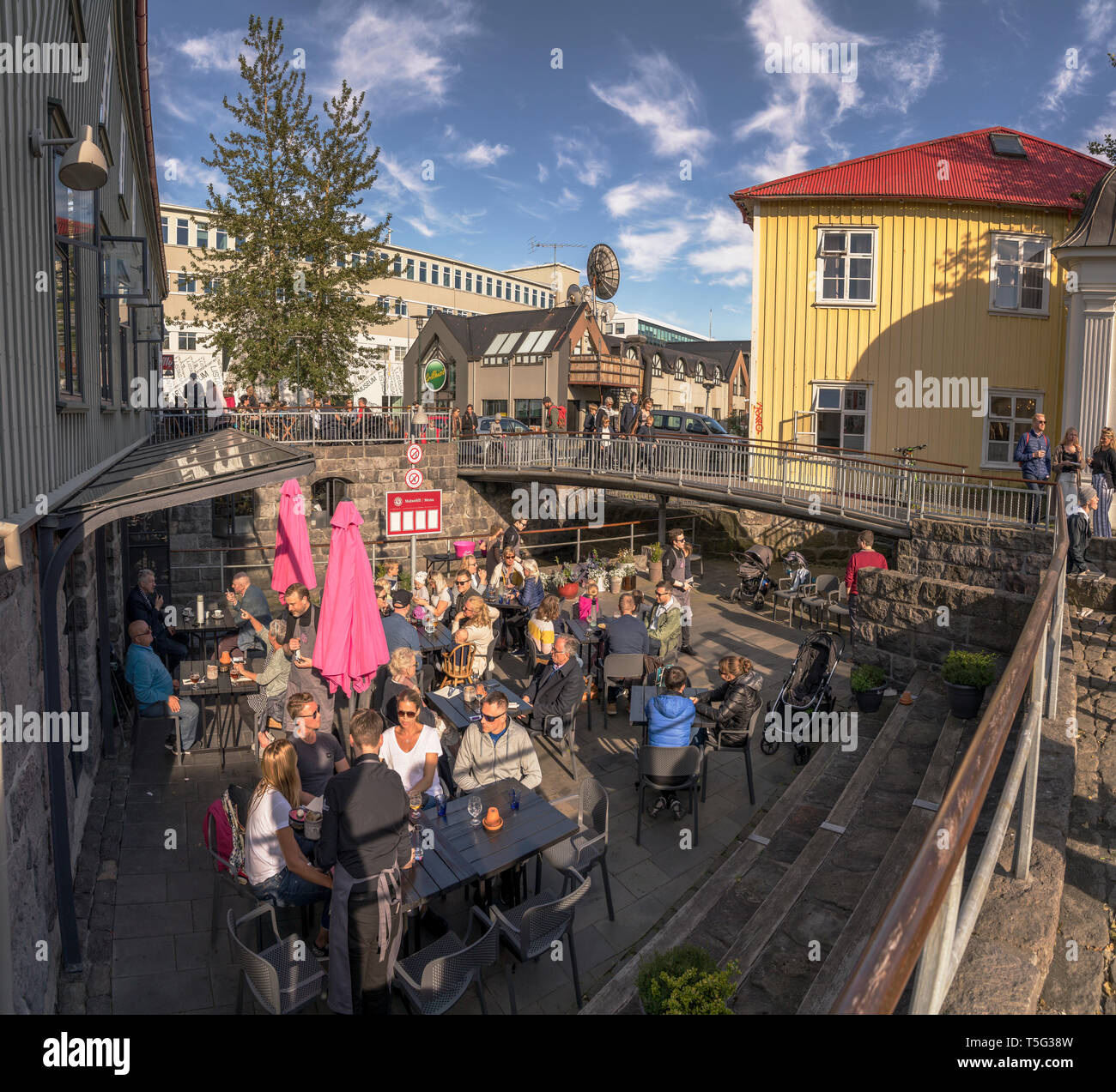 Outdoors Cafe, Cultural Day, Summer Festival, Reykjavik, Iceland Stock Photo