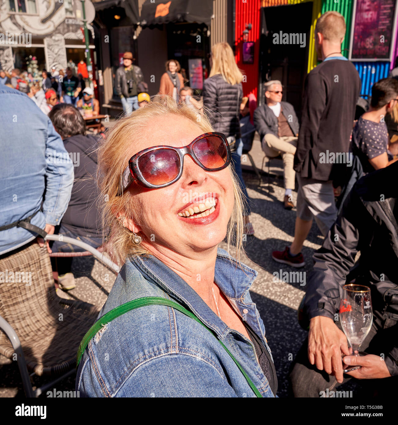 Happy woman, Cultural Day, Summer Festival, Reykjavik, Iceland Stock Photo