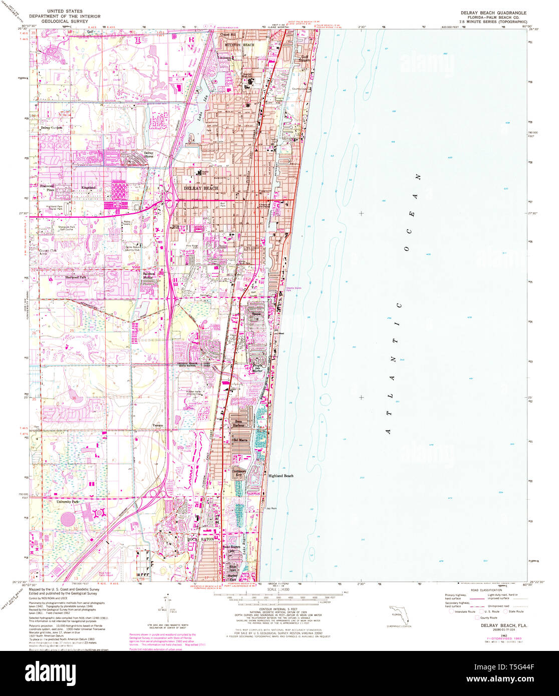 USGS TOPO Map Florida FL Delray Beach 345830 1962 24000 Restoration Stock Photo Alamy