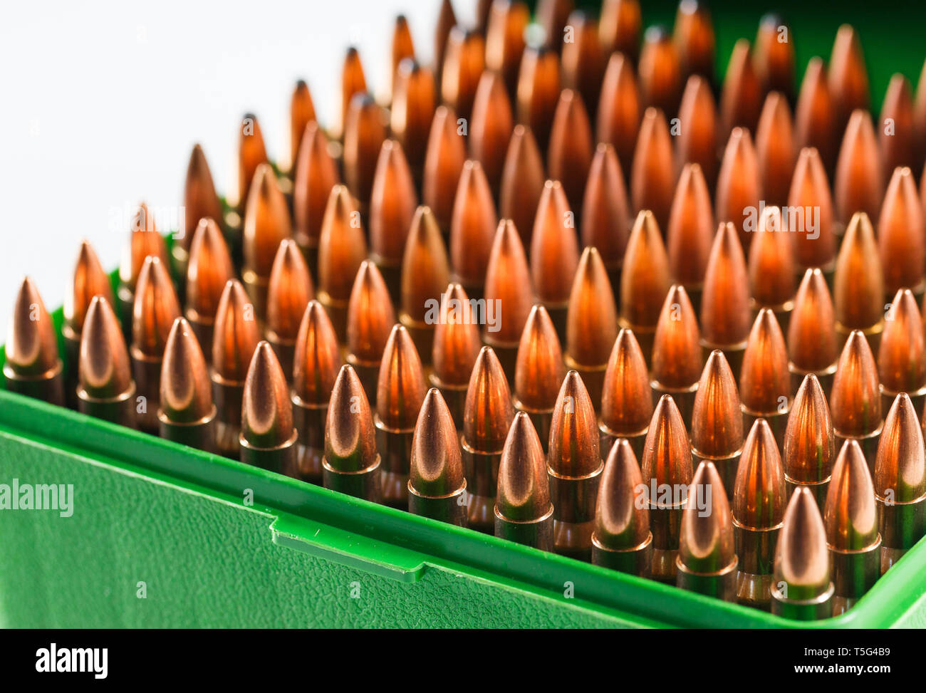 Hunting cartridges in a plastic box. Bullet storage box Stock Photo - Alamy