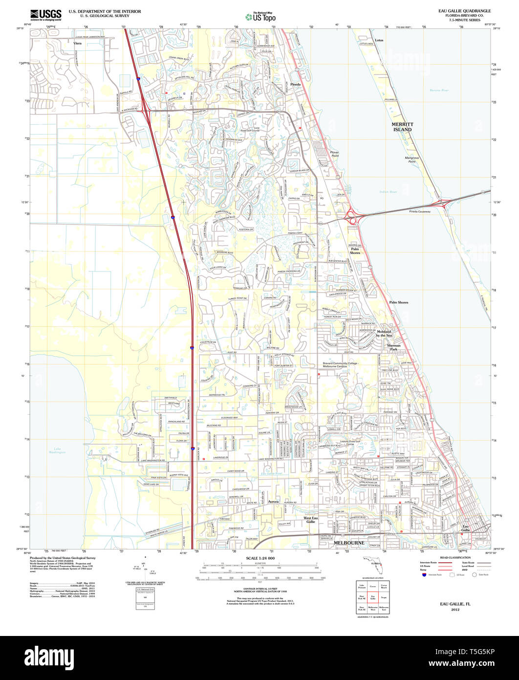 Eau Gallie Florida Hi Res Stock Photography And Images Alamy Usgs Topo Map Florida Fl Eau Gallie 20120713 Tm Restoration T5G5KP 