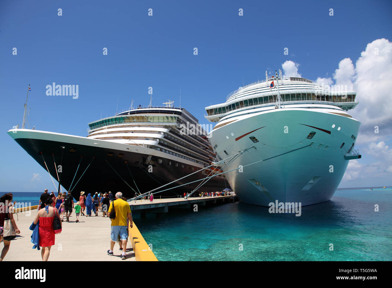 Cruise ships moored on the beach in Grand Turk Stock Photo