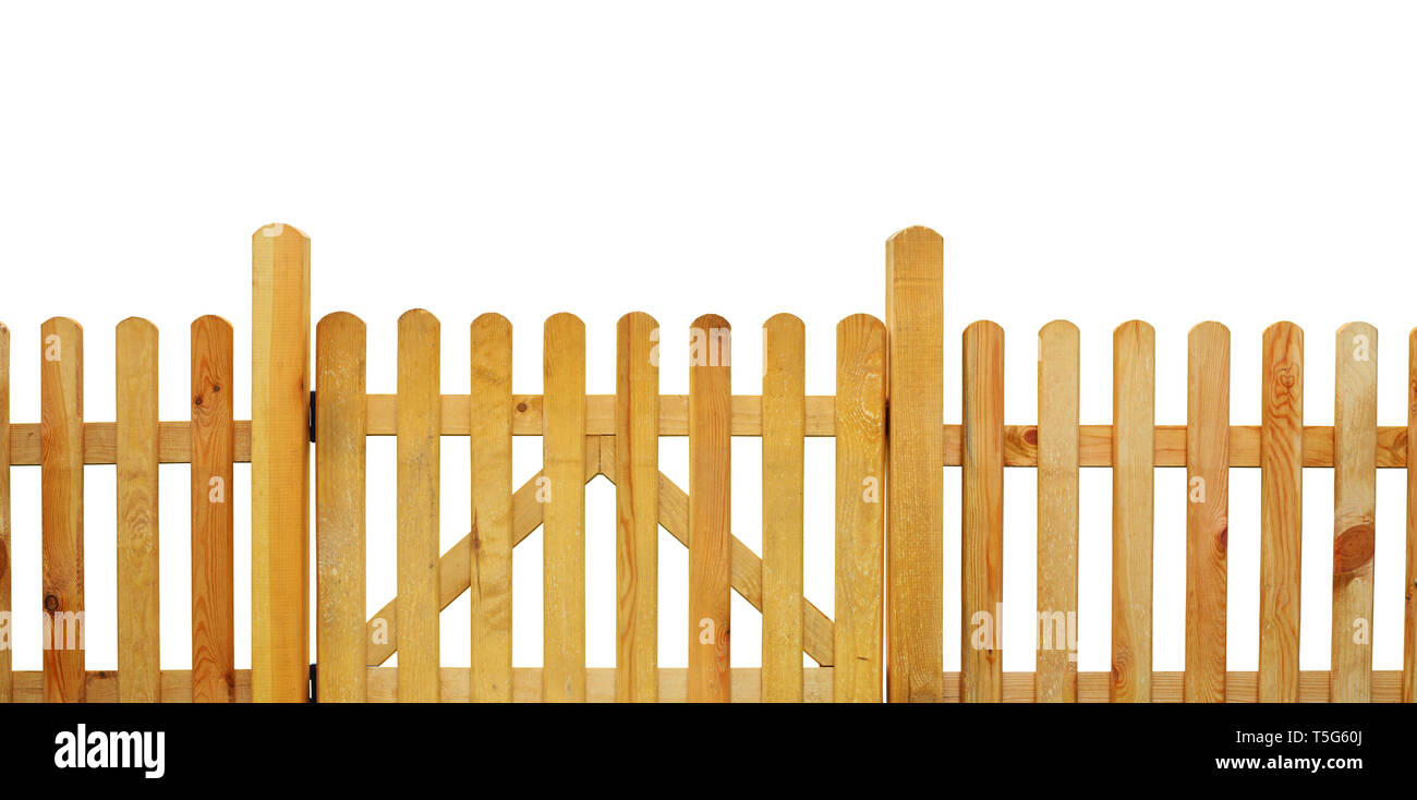 Picket fence, garden fence - isolated on a white background Stock Photo
