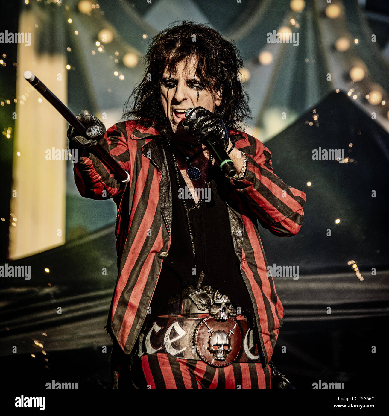 Alice Cooper with his band performing in Stockholm third of July 2015 at Gröna Lund amusement park. Stock Photo