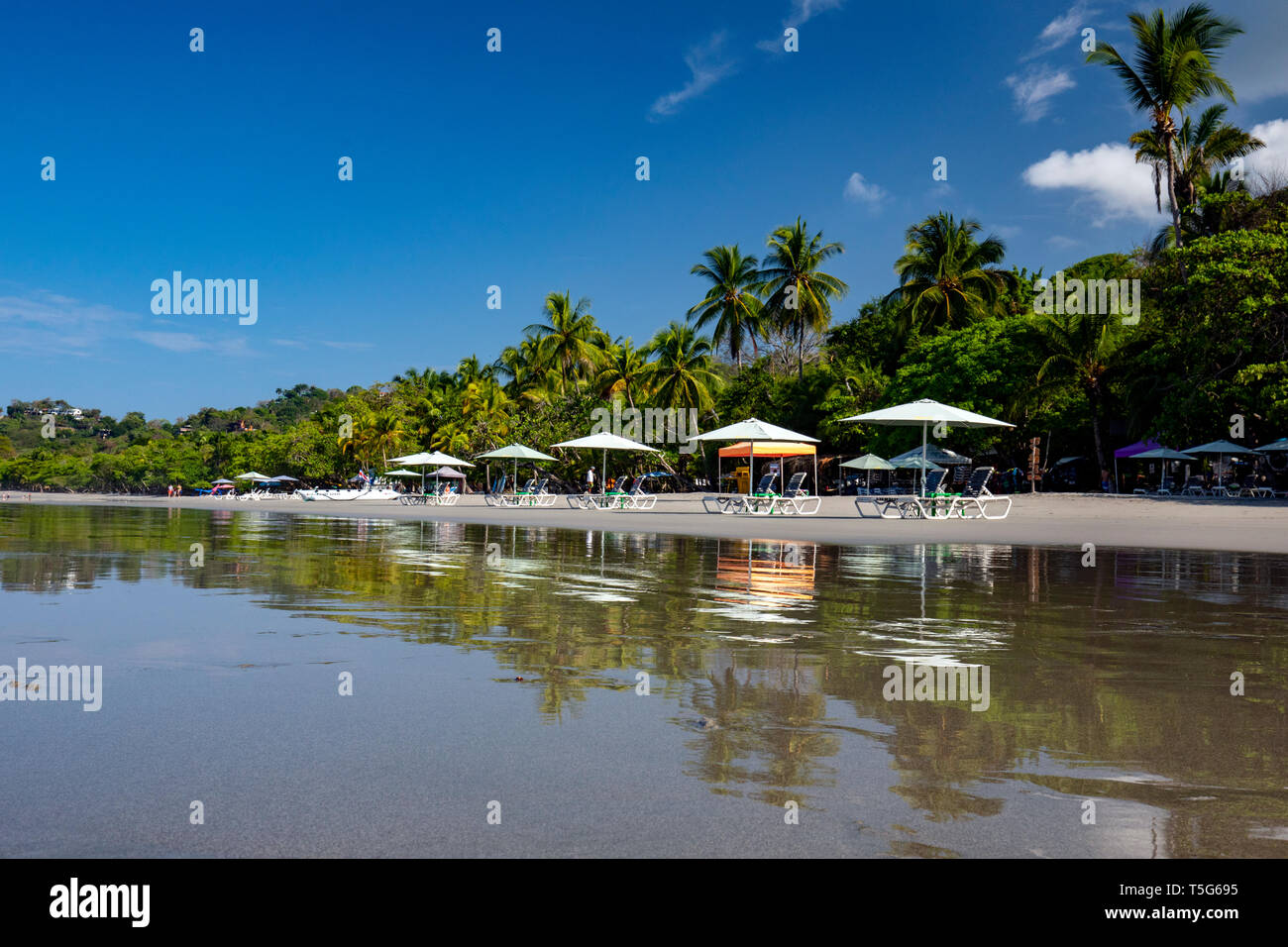 Beach umbrella reflections on Espadilla Norte Beach, Manuel Antonio