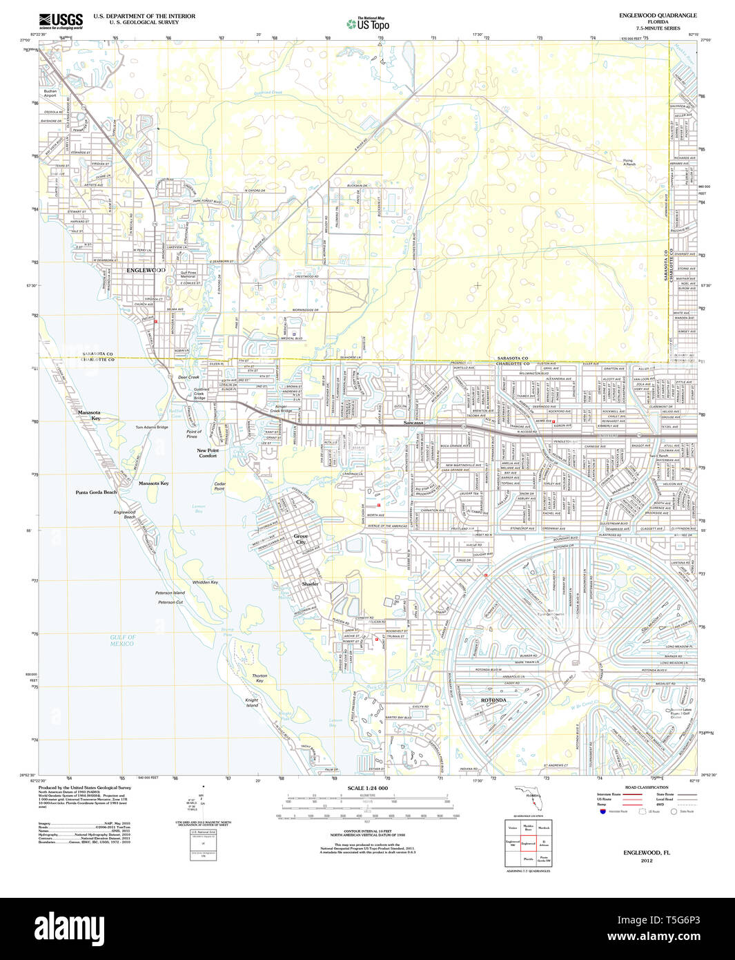 Englewood florida map hi res stock - Usgs Topo Map Florida Fl Englewood 20120712 Tm Restoration T5G6P3 
