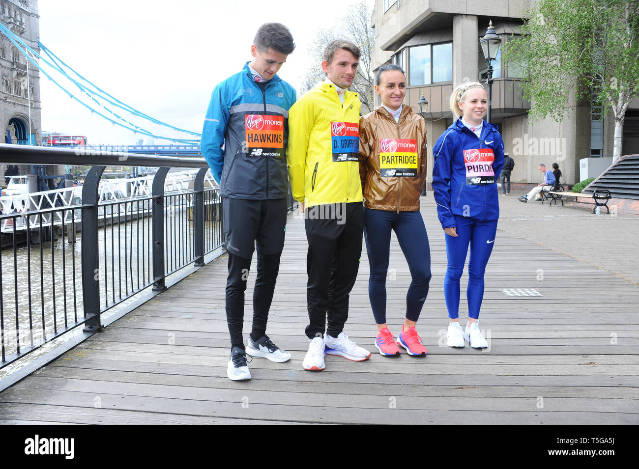Callum Hawkins, Dewi Griffiths, Lily Partridge and Charlotte Purdue are  seen during the British athletes' marathon photo call at Tower Hotel London  Stock Photo - Alamy