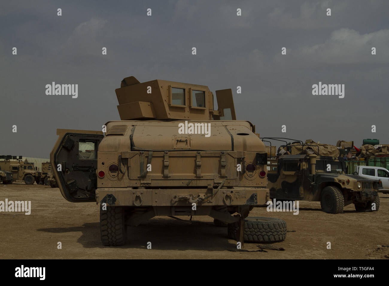 Camp Shorabak, Helmand, Afghanistan. 19th Mar, 2013. A broken-down Humvee is propped up on a stick in the vehicle boneyard on Camp Shorabak, Helmand province, Afghanistan, March 19, 2013. Credit: Bill Putnam/ZUMA Wire/Alamy Live News Stock Photo