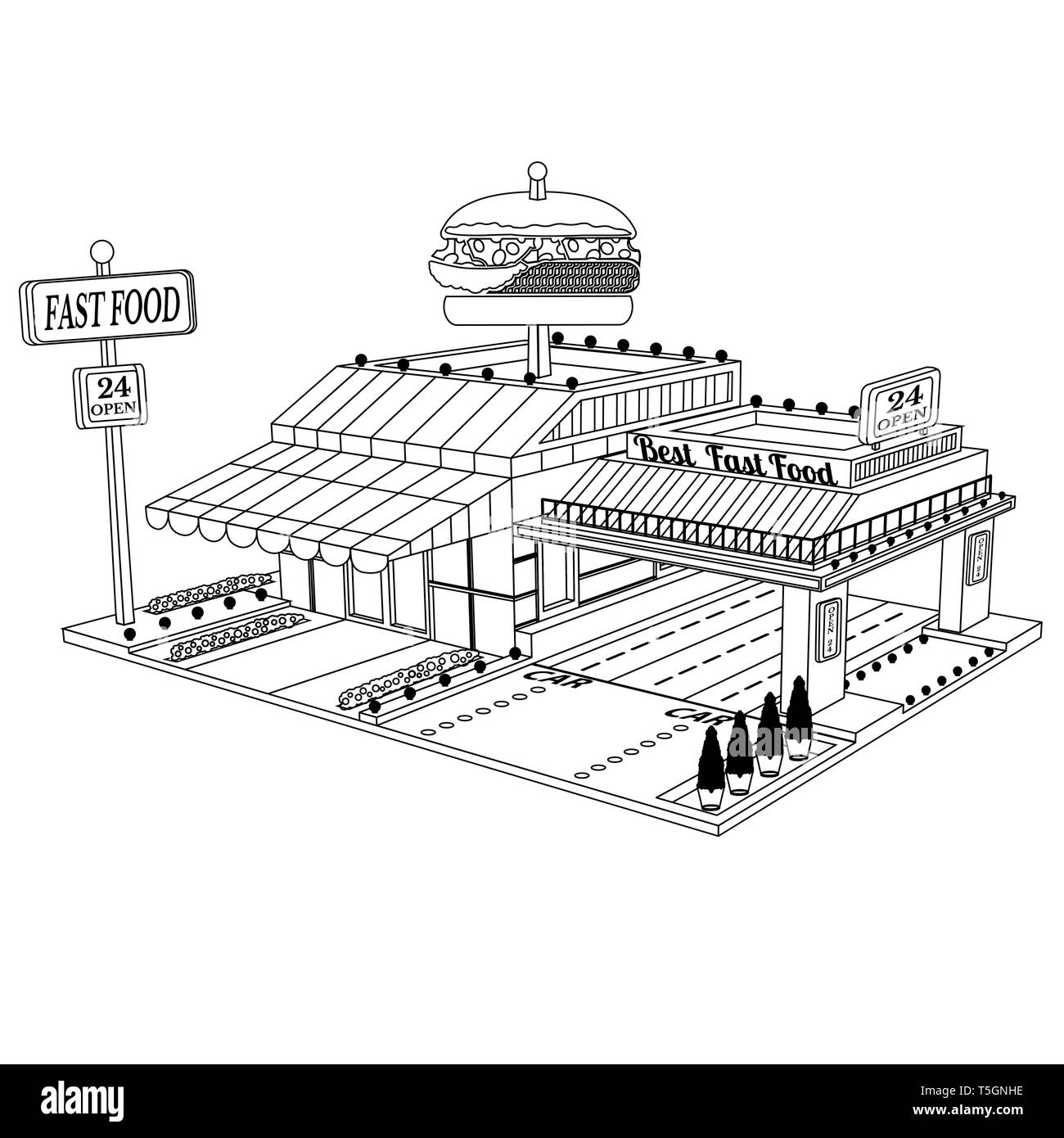 Vintage fast food drawing set Royalty Free Vector Image