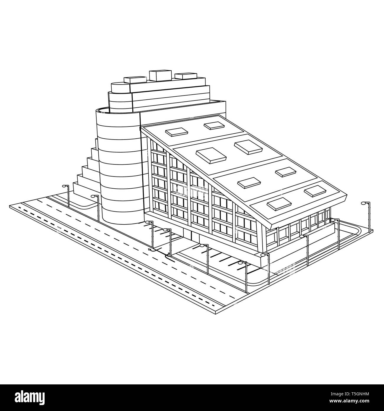 Modern house building sketch Front view Architectural plan of a contemporary  house Construction architecture designing line art background Vector  Stock Vector Image  Art  Alamy