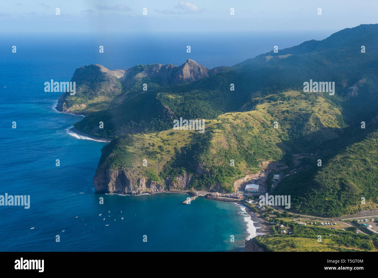 British Overseas Territory, Montserrat, Aerial view of island Stock Photo