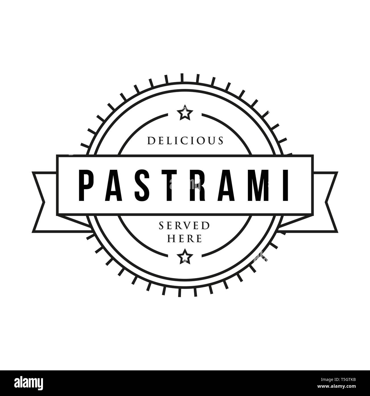 Pastrami sandwich vintage stamp Stock Vector