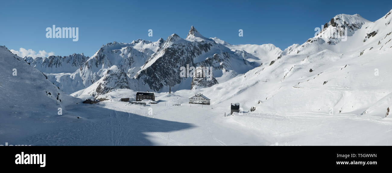 Switzerland, Great St Bernard Pass, Pain de Sucre, winter landscape in the mountains Stock Photo