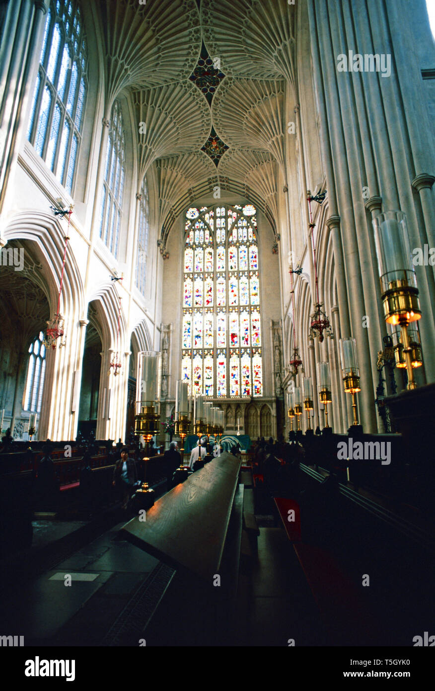 Interior fan vaulting,Bath Abbey,Bath,England Stock Photo - Alamy