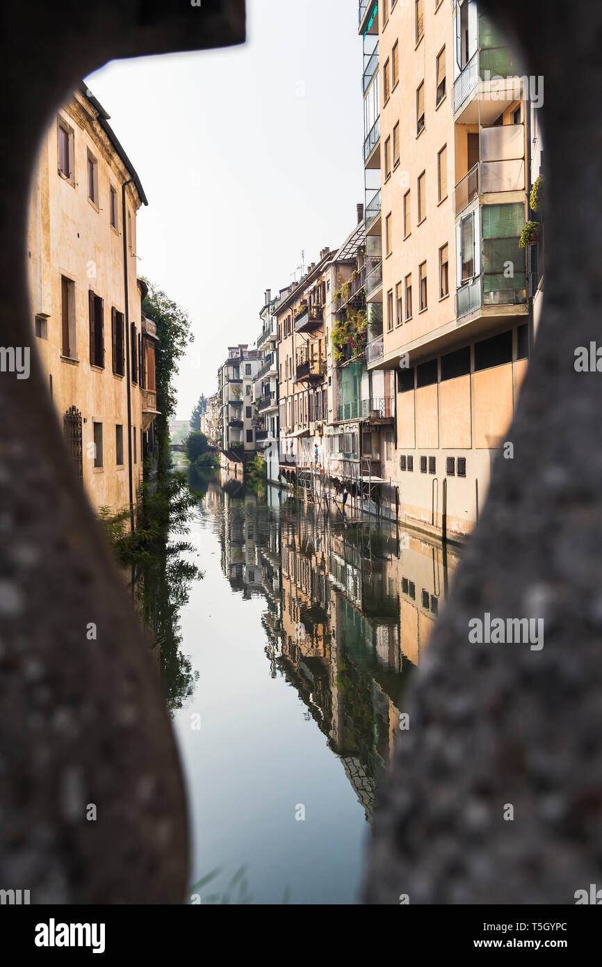 Italy, Veneto, Padua, city canal and building facades Stock Photo