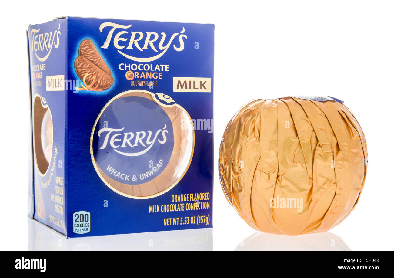 Winneconne, WI -  22 April 2019: A package of Terrys milk chocolate orange on an isolated background Stock Photo